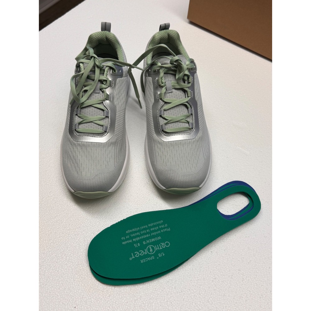 Orthofeet Relay Womens 9.5 Wide Gray Silver Mint Walking Shoes 87006 NIB